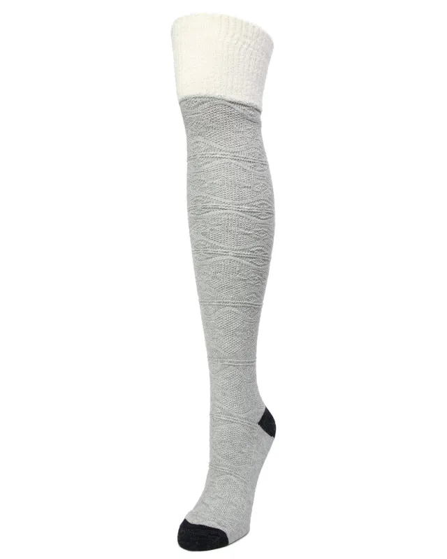 Wander Over the Knee Furry Cuffed Cotton Blend Sock sold by MeMoi