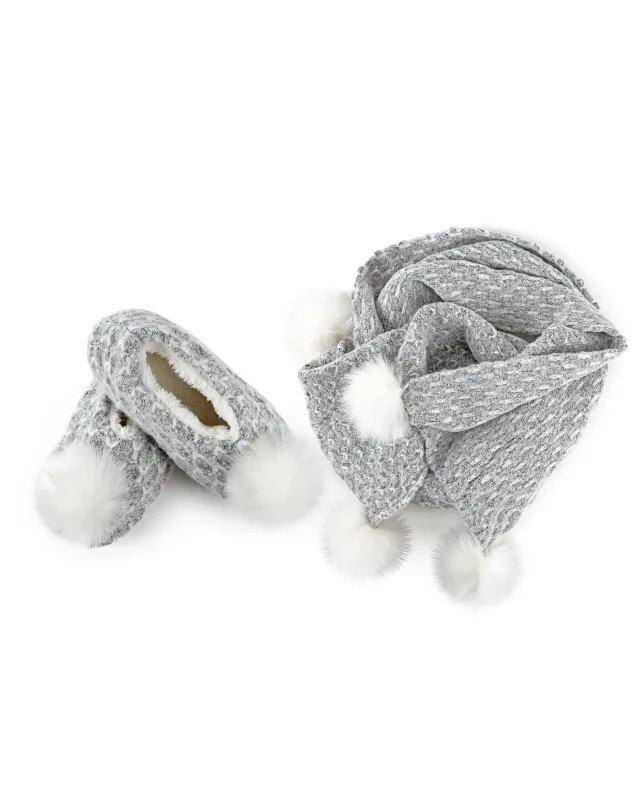 Tweed Knit Shawl & Plush-Lined Slipper Set sold by MeMoi