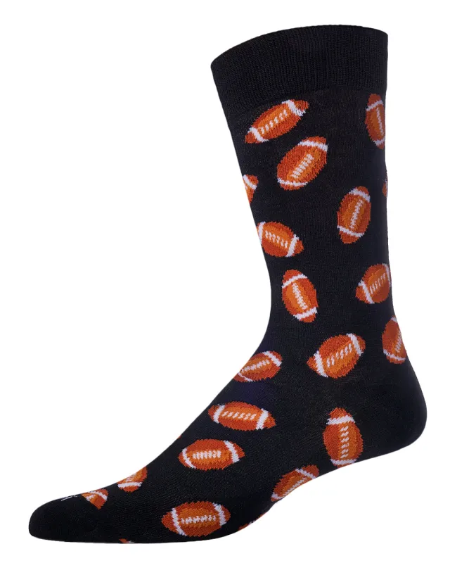 Men's "Football Fan" Rayon from Bamboo Blend Novelty Crew Sock sold by MeMoi