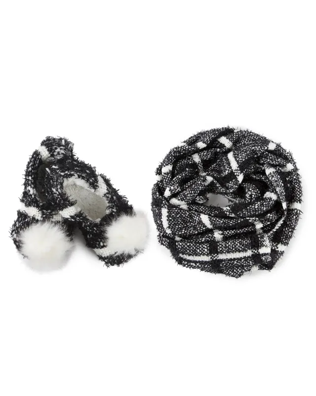 Perfect Plaid Knit Shawl & Plush Lined Slippers sold by MeMoi
