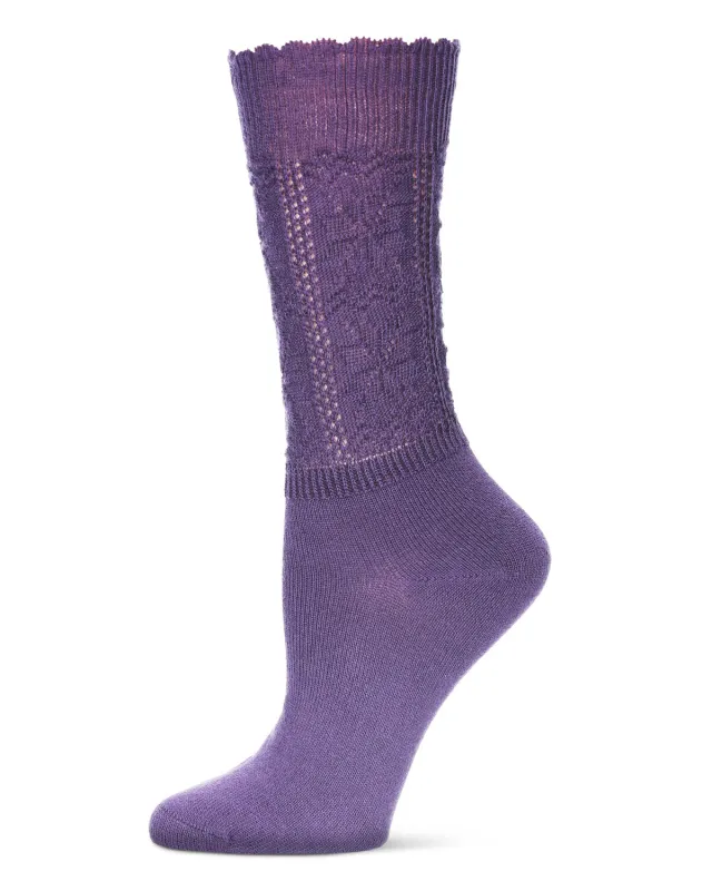 Women's Delicate Flake Embroidered Crew Socks sold by MeMoi
