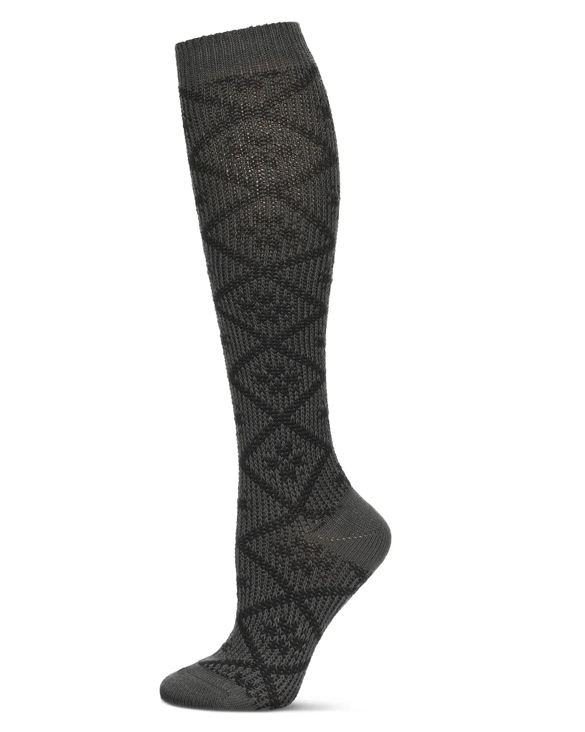 Women's Open Crochet Diamond Pattern Chunky Knee High Sock sold by MeMoi product image thumbnail 2