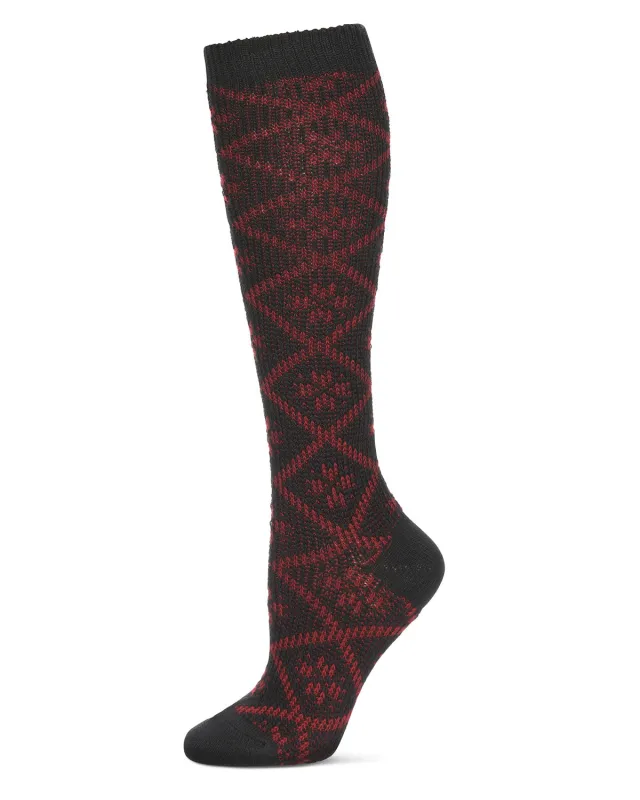 Women's Open Crochet Diamond Pattern Chunky Knee High Sock sold by MeMoi