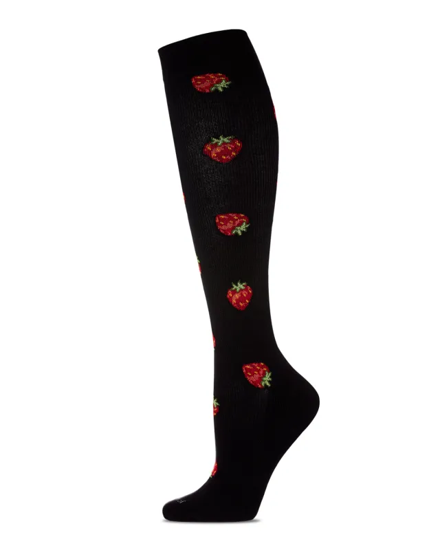Women's Strawberry Field Bamboo Blend 8-15mmHg Graduated Compression Socks sold by MeMoi
