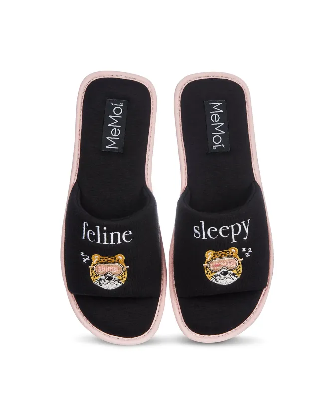 Feline Sleepy Open-Toe Slippers sold by MeMoi