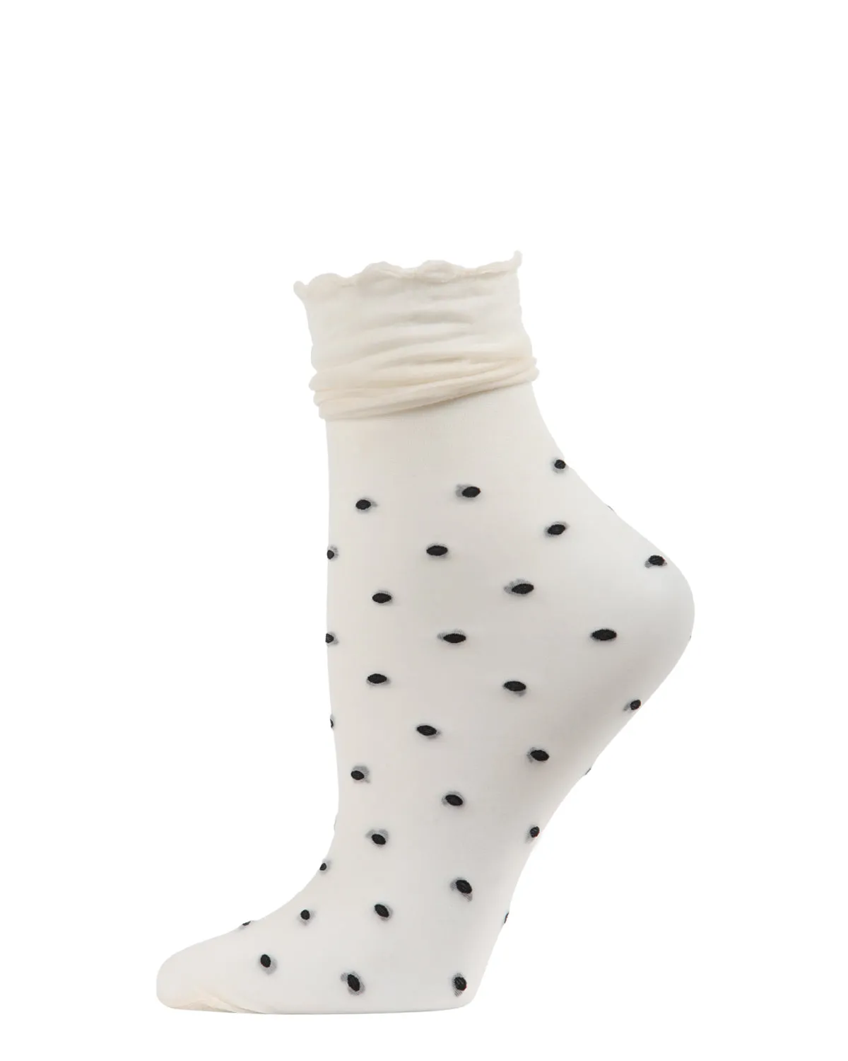 Women's Sheer Polka Dot Ruffle Cuff Anklet Sock sold by MeMoi product image thumbnail 3