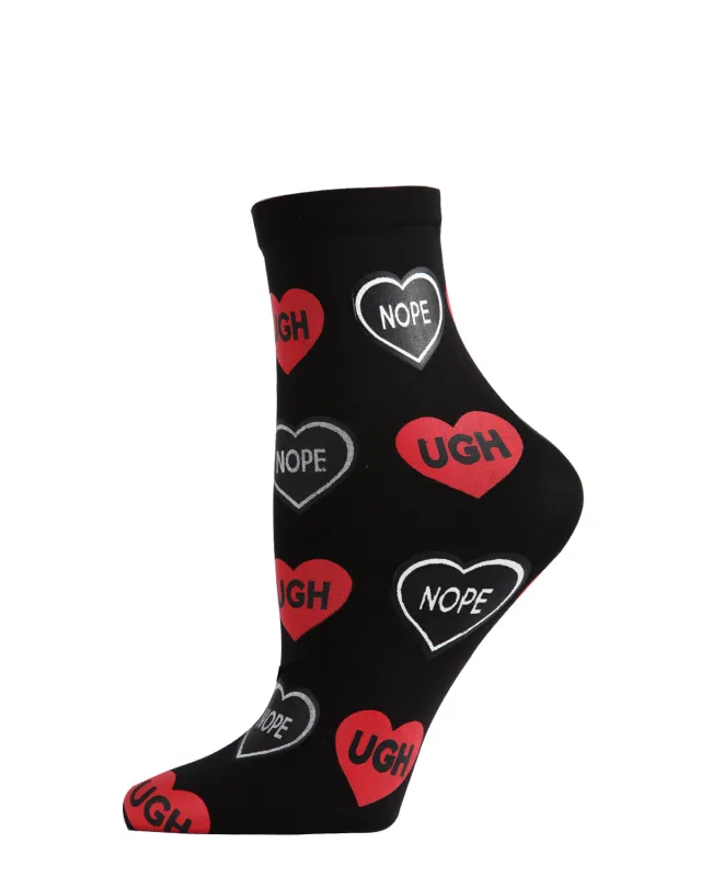 Women's Nope Conversation Hearts Print Anklet Sock sold by MeMoi