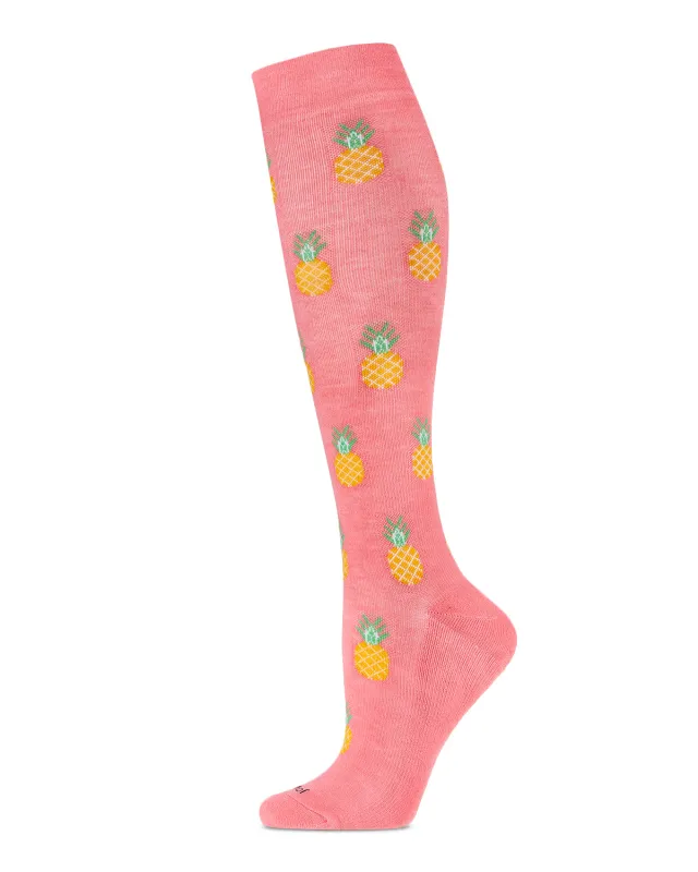 Women's Pineapple Paradise Bamboo Blend 8-15mmHg Graduated Compression Socks sold by MeMoi