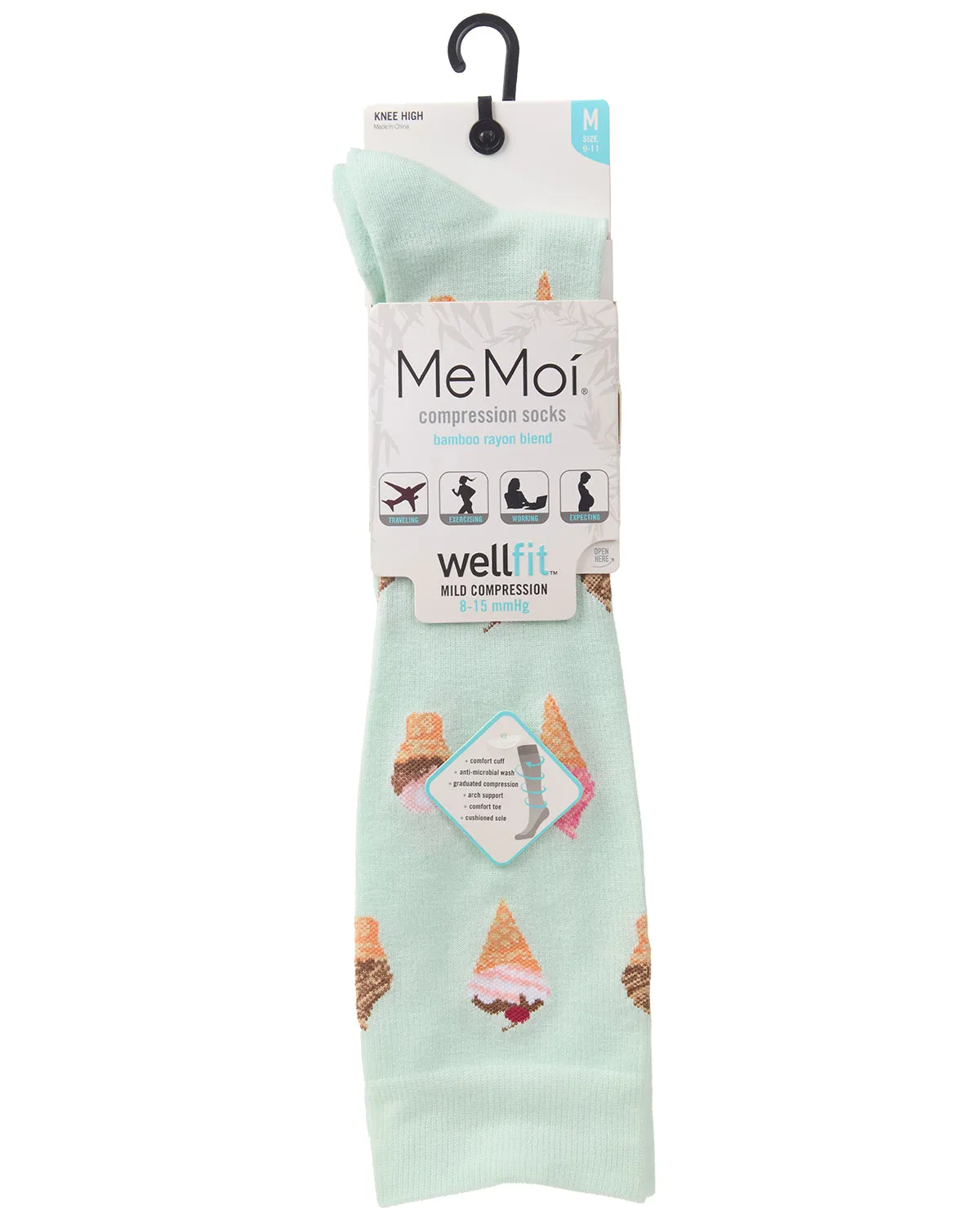 Women's Ice Cream Cones Bamboo Blend 8-15mmHg Graduated Compression Socks sold by MeMoi product image thumbnail 4