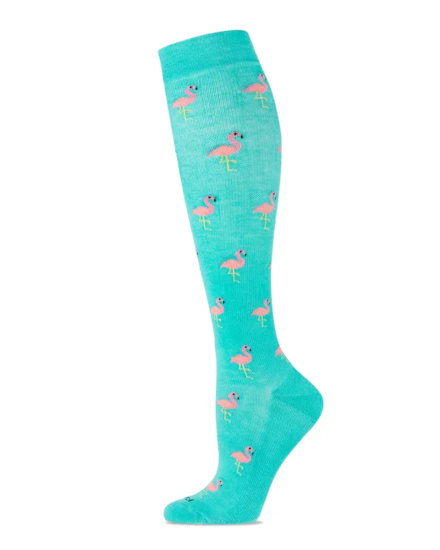 Women's Fancy Flamingo Bamboo Blend 8-15mmHg Graduated Compression Socks sold by MeMoi