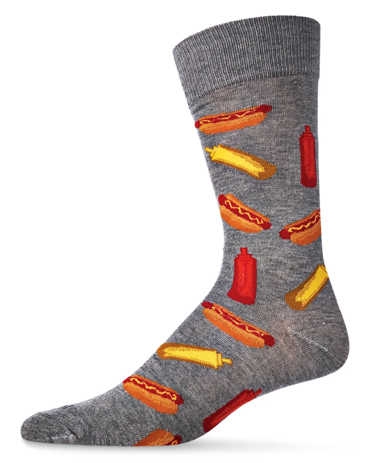 Men's Tasty Hot Dogs Bamboo Blend Novelty Crew Sock sold by MeMoi