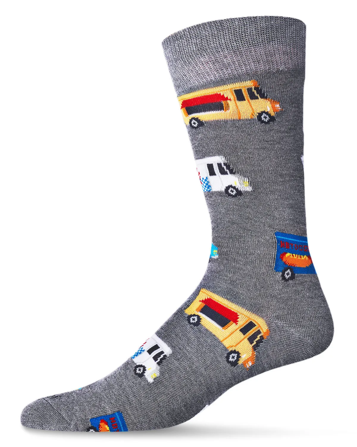 Men's Colorful Food Trucks Bamboo Blend Novelty Crew Sock sold by MeMoi product image thumbnail 2