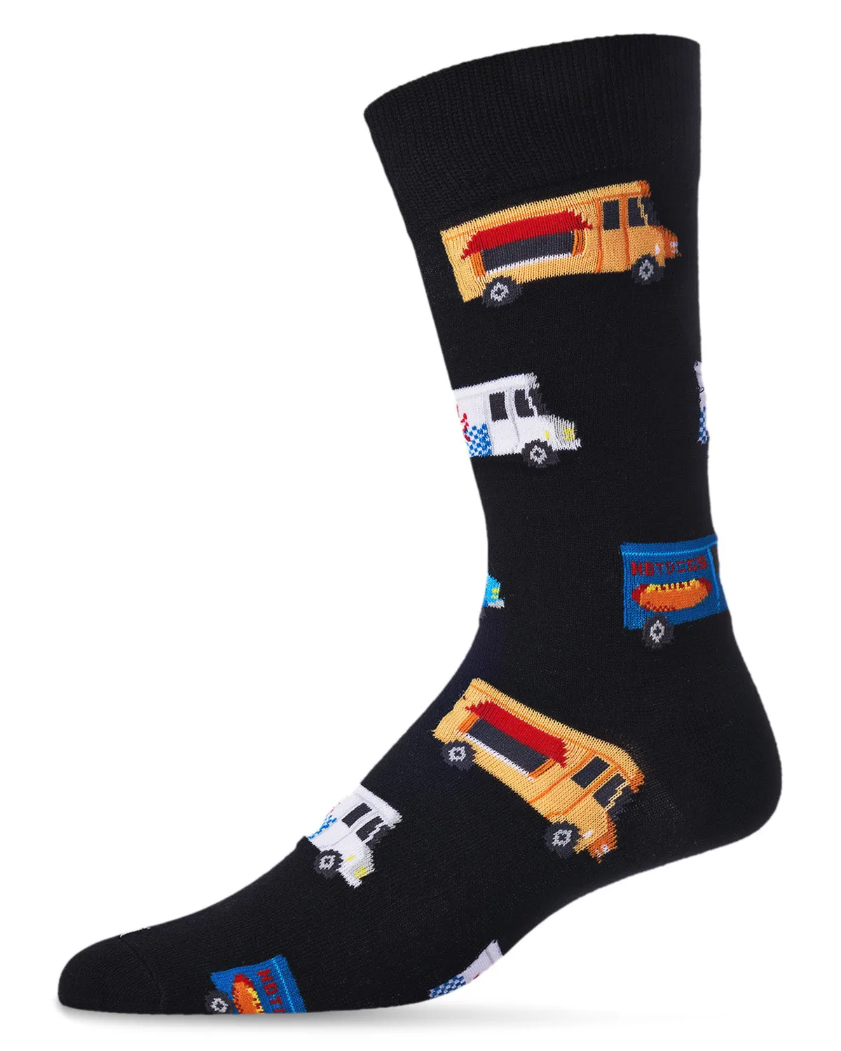 Men's Colorful Food Trucks Bamboo Blend Novelty Crew Sock sold by MeMoi