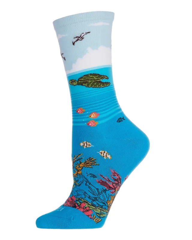 Women's Coral Reef Limited Edition Cotton Blend Crew Sock sold by MeMoi