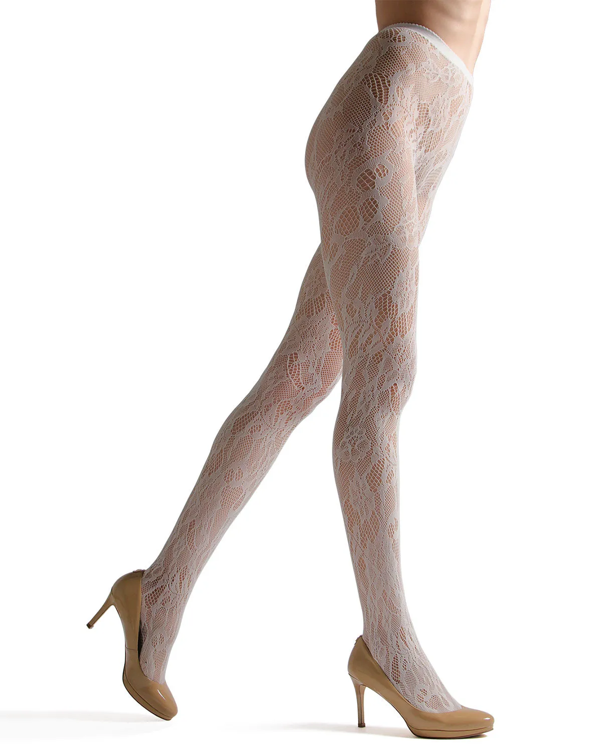 Floral Lace Cut-Out Fishnet Tights sold by MeMoi product image thumbnail 2