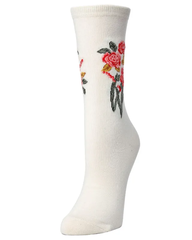 Rose Garden Cotton Blend Women's Crew Socks sold by MeMoi