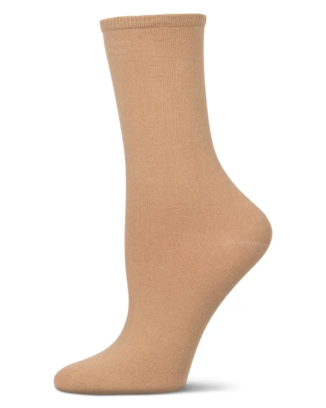 Women's Organic Cotton Basic Flat Knit Crew Sock sold by MeMoi