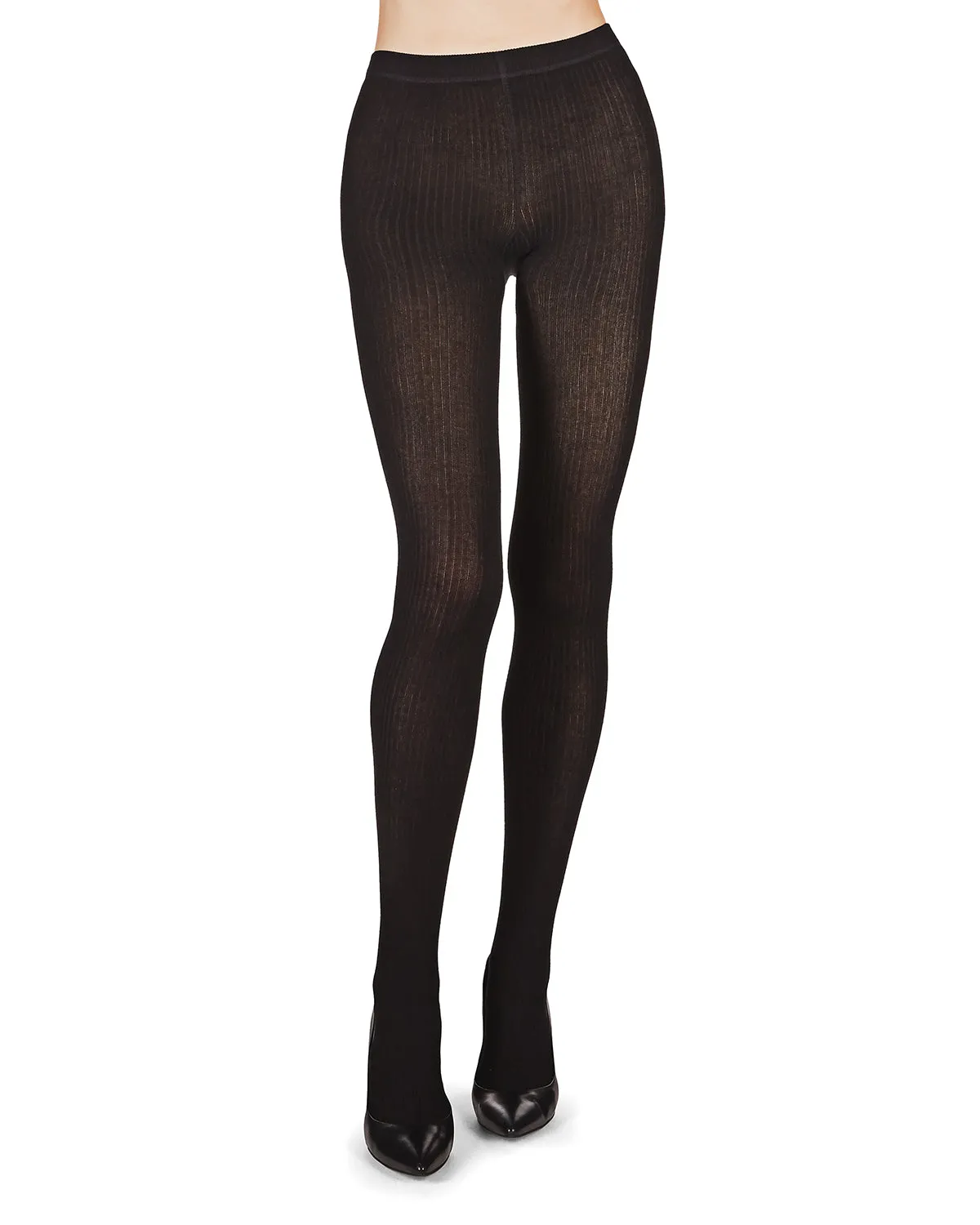 Women's Opaque Ribbed Organic Cotton Blend Tights sold by MeMoi product image thumbnail 2
