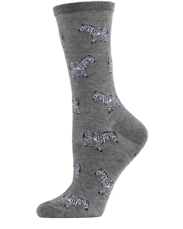 Zebras Bamboo Blend Crew Socks sold by MeMoi
