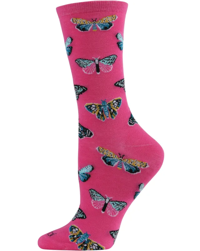 Butterfly Bamboo Blend Crew Socks sold by MeMoi