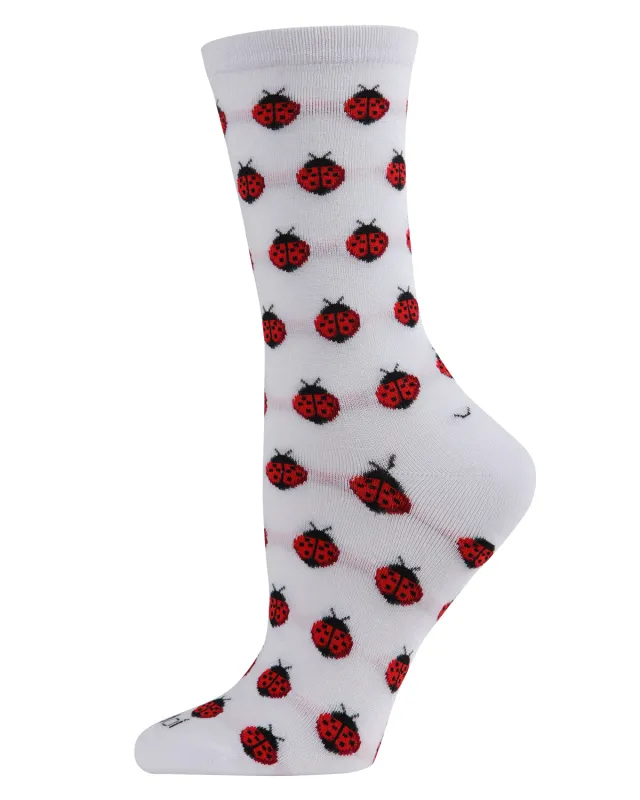 Ladybug Bamboo Blend Crew Socks sold by MeMoi