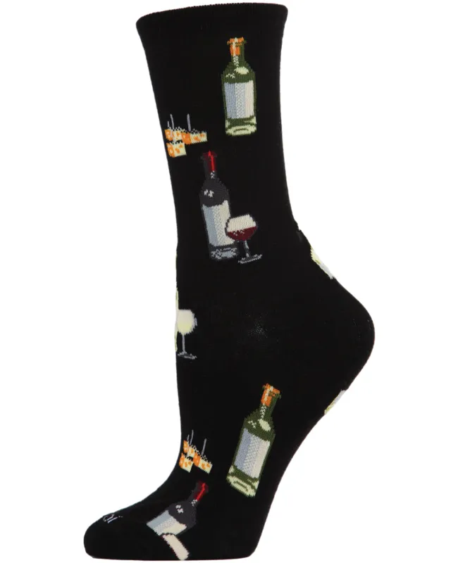 Wine and Cheese Bamboo Blend Crew Socks sold by MeMoi