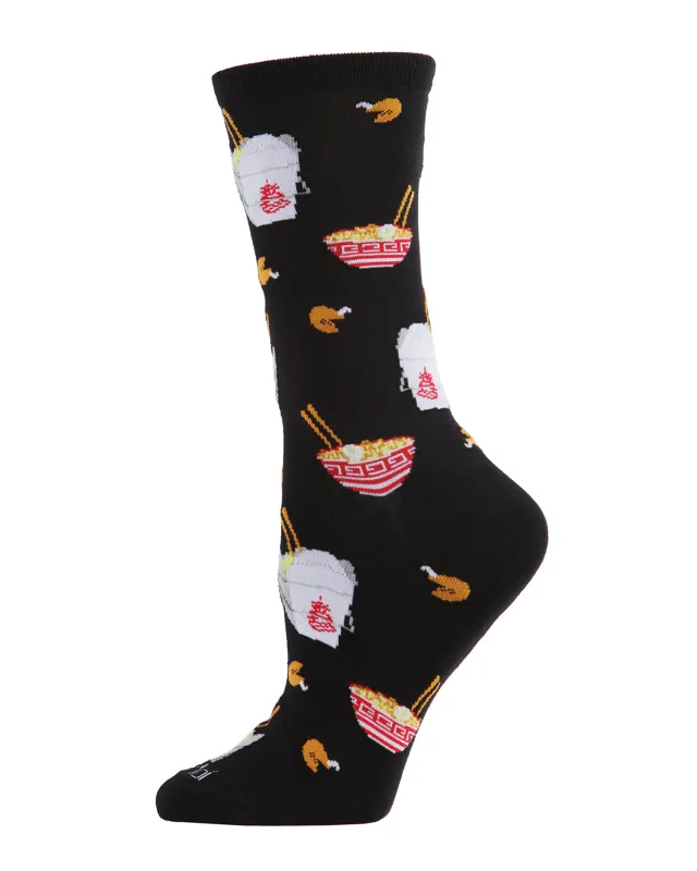 Let’s Order Takeout Bamboo Blend Crew Socks sold by MeMoi