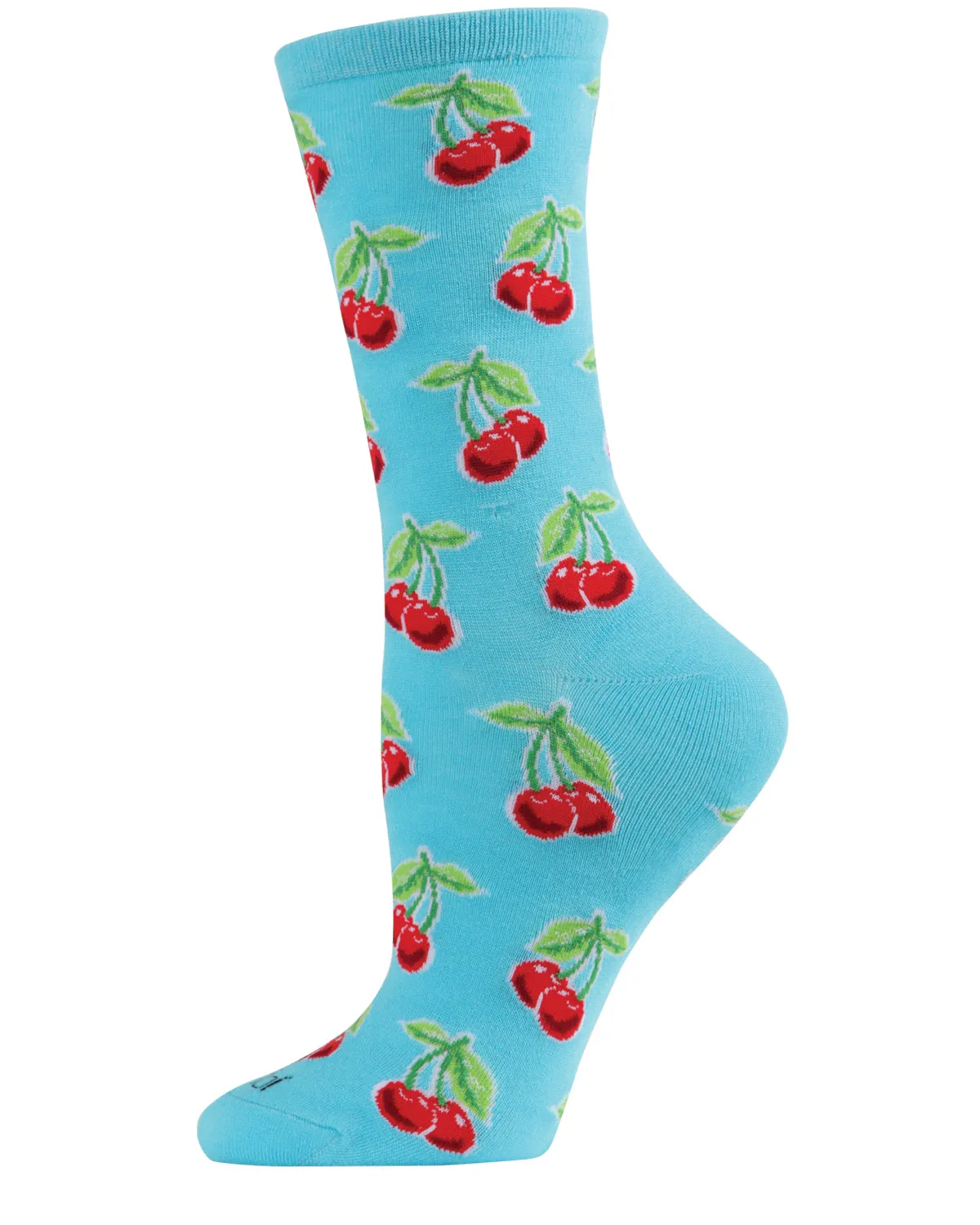 Cherries Bamboo Blend Crew Socks sold by MeMoi
