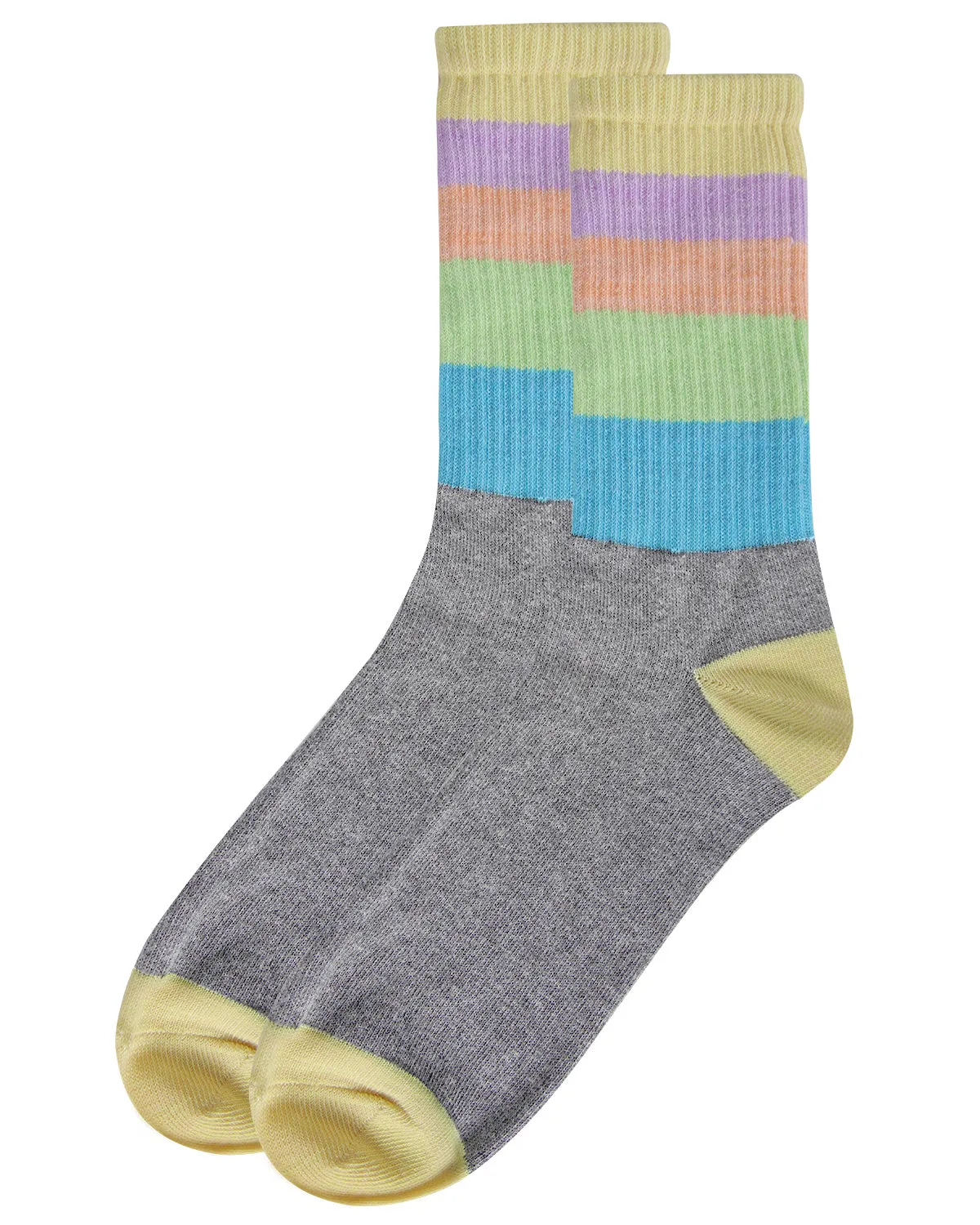 Women's Multicolor Pastel Stripe Crew Sock sold by MeMoi product image thumbnail 3