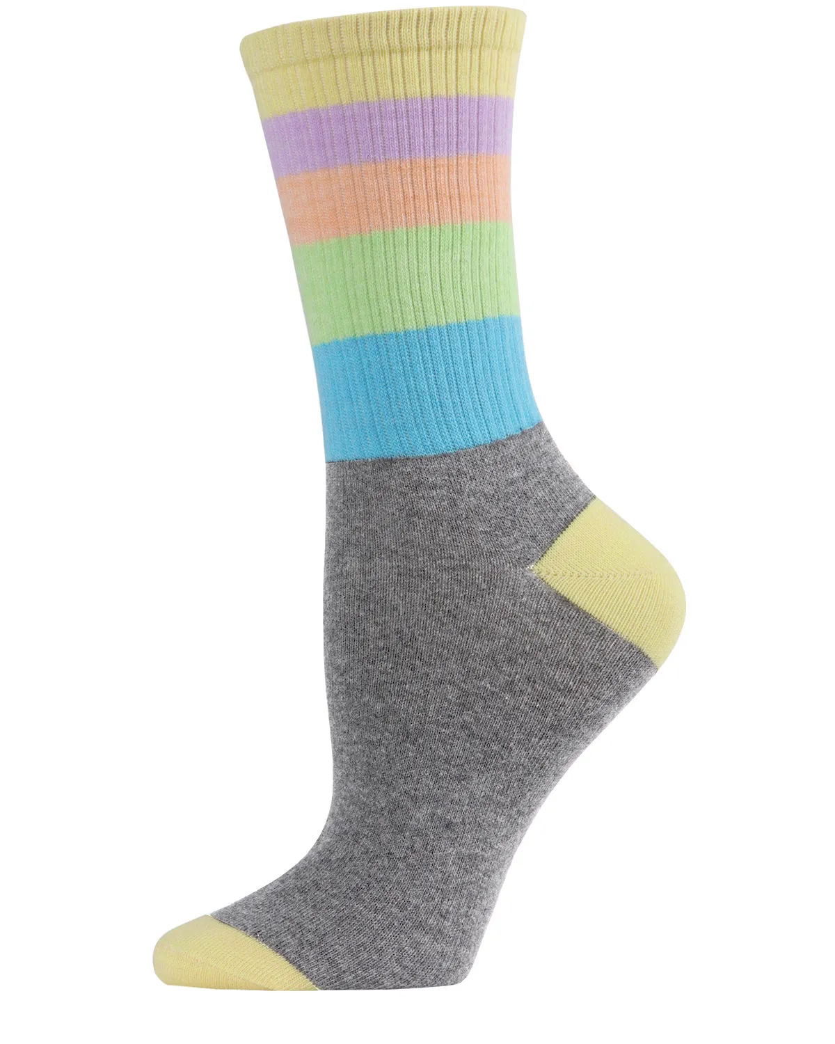 Women's Multicolor Pastel Stripe Crew Sock sold by MeMoi