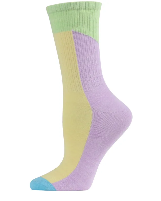 Women's Multicolor Pastel Patch Retro Vibe Crew Sock sold by MeMoi