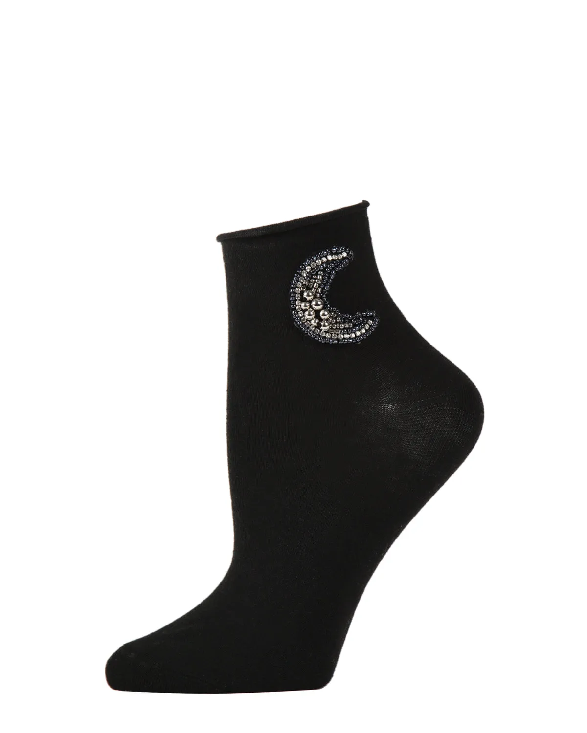 Women's Beaded Moon and Star Roll Top Shorties Sock sold by MeMoi product image thumbnail 3