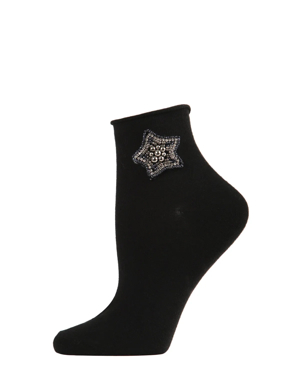 Women's Beaded Moon and Star Roll Top Shorties Sock sold by MeMoi product image thumbnail 4