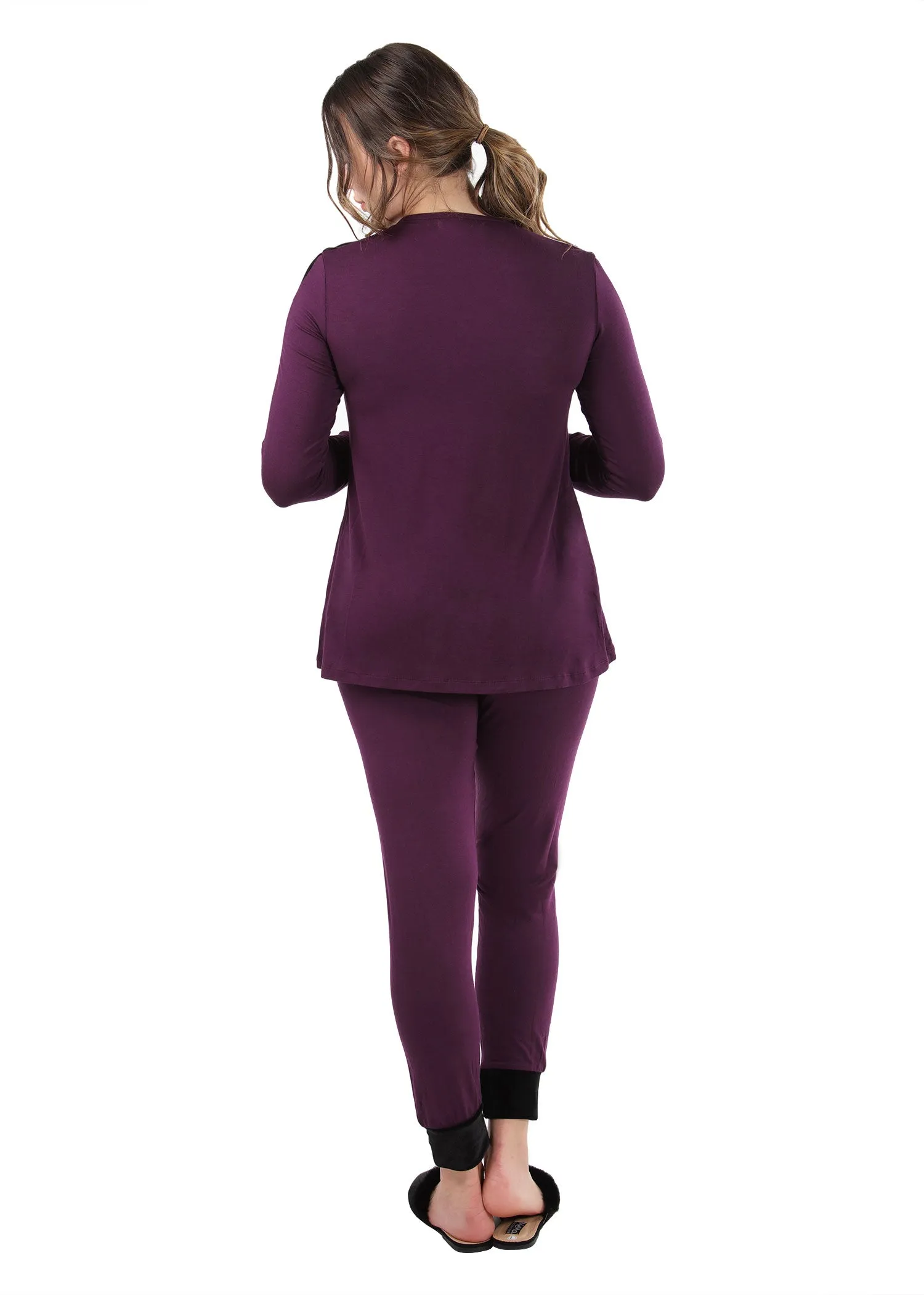 Women's Velvet Racing Stripe Trim Long Sleeve Pajama Set sold by MeMoi product image thumbnail 4