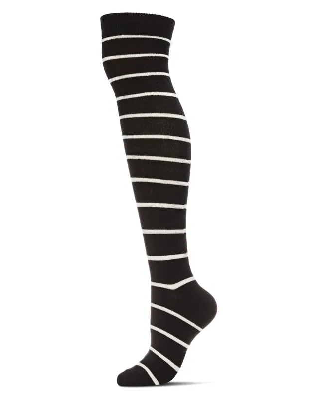 Simple Stripe Cashmere Blend Over The Knee Warm Socks sold by MeMoi