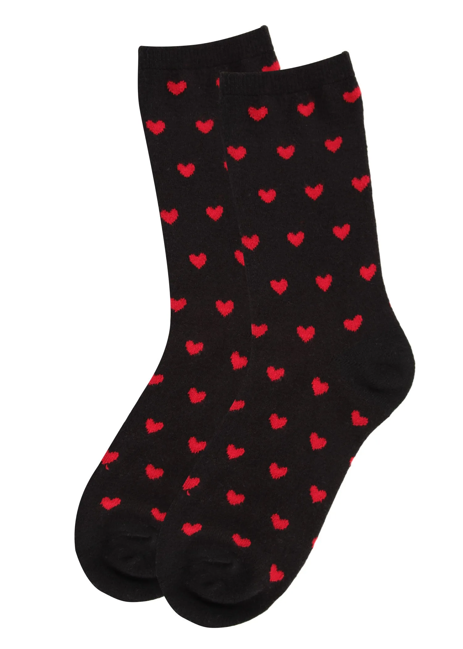 Women's Soft Heart Print Cashmere Blend Crew Sock sold by MeMoi product image thumbnail 3