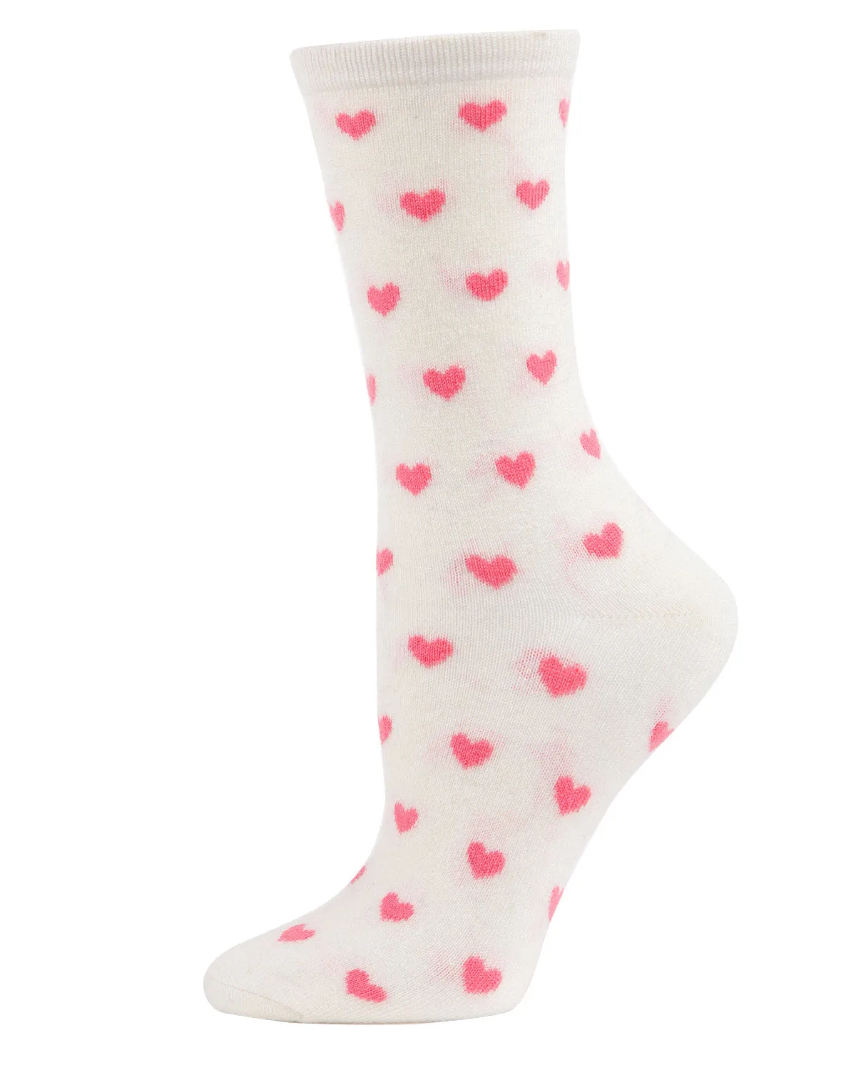 Women's Soft Heart Print Cashmere Blend Crew Sock sold by MeMoi product image thumbnail 4