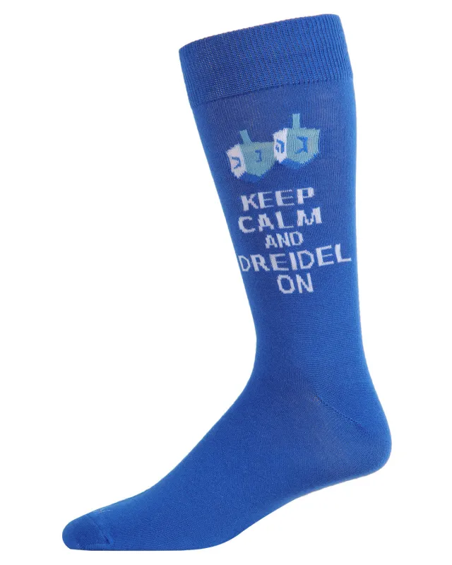 Men's Keep Calm and Dreidel On Hanukkah Novelty Crew Sock sold by MeMoi