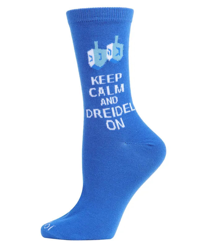 Keep Calm & Dreidel On Holiday Crew Socks sold by MeMoi