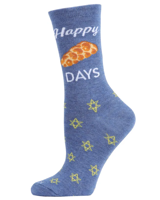 Happy Challah Days Holiday Crew Socks sold by MeMoi