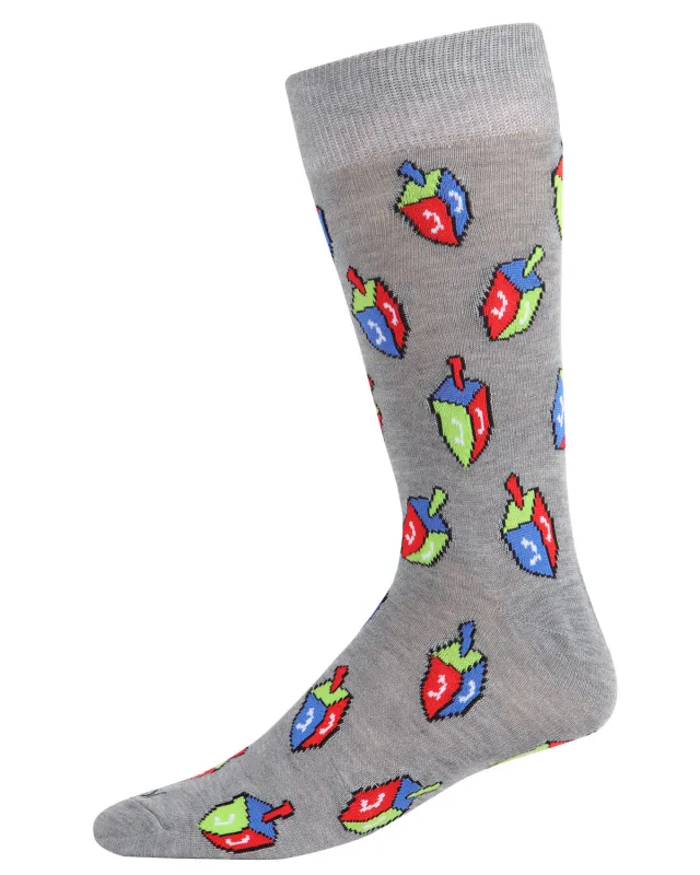 Men's Colorful Hanukkah Dreidel Novelty Crew Socks sold by MeMoi