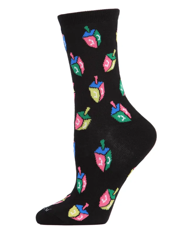 Women's Dreidel Holiday Crew Socks sold by MeMoi