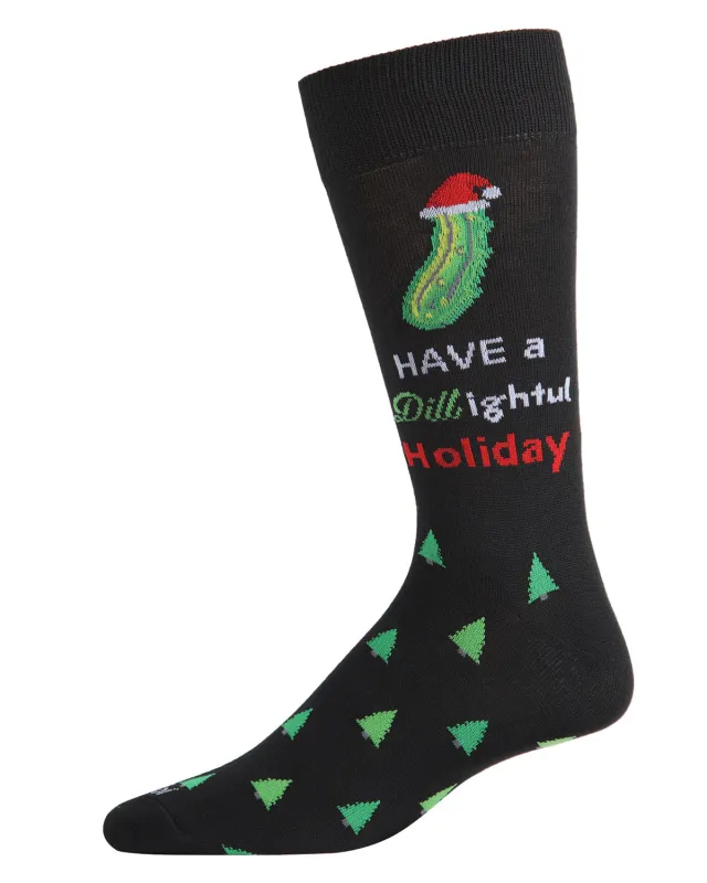 Men's Dill-ightful Holiday Pickle Novelty Crew Socks sold by MeMoi