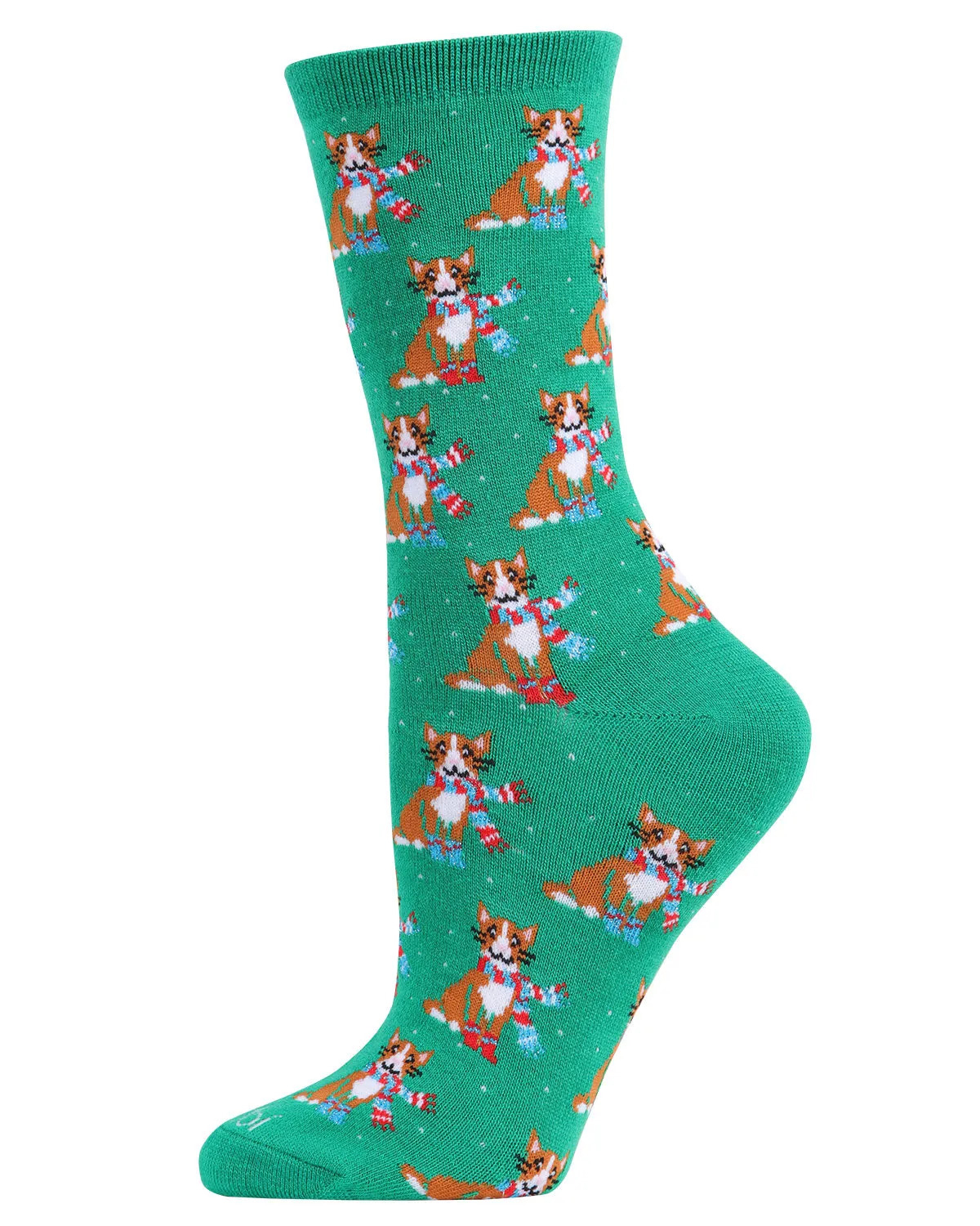 Women's Cozy Cat Holiday Crew Socks sold by MeMoi