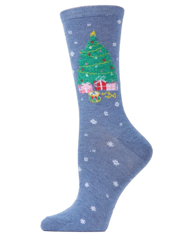 Women's Christmas Tree & Presents Crew Socks sold by MeMoi