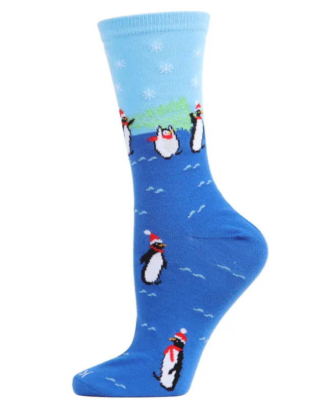 Women's Penguins Vacation Holiday Crew Socks sold by MeMoi