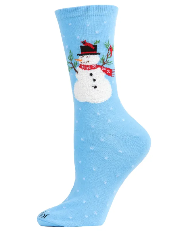 Women's Polka Dot Snowman Festive Crew Socks sold by MeMoi
