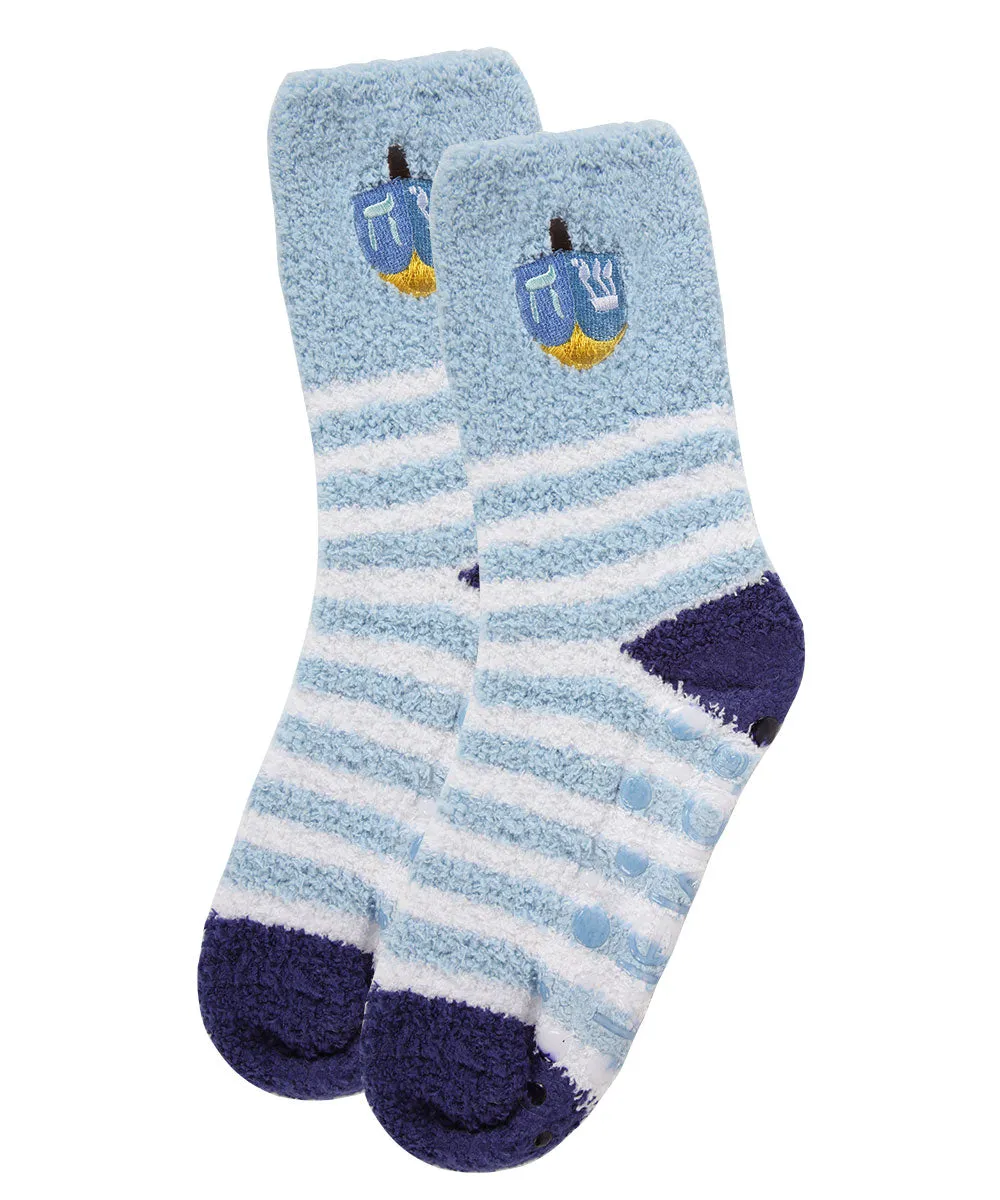 Striped Dreidel Embroidery Cozy Holiday Crew Socks sold by MeMoi product image thumbnail 3