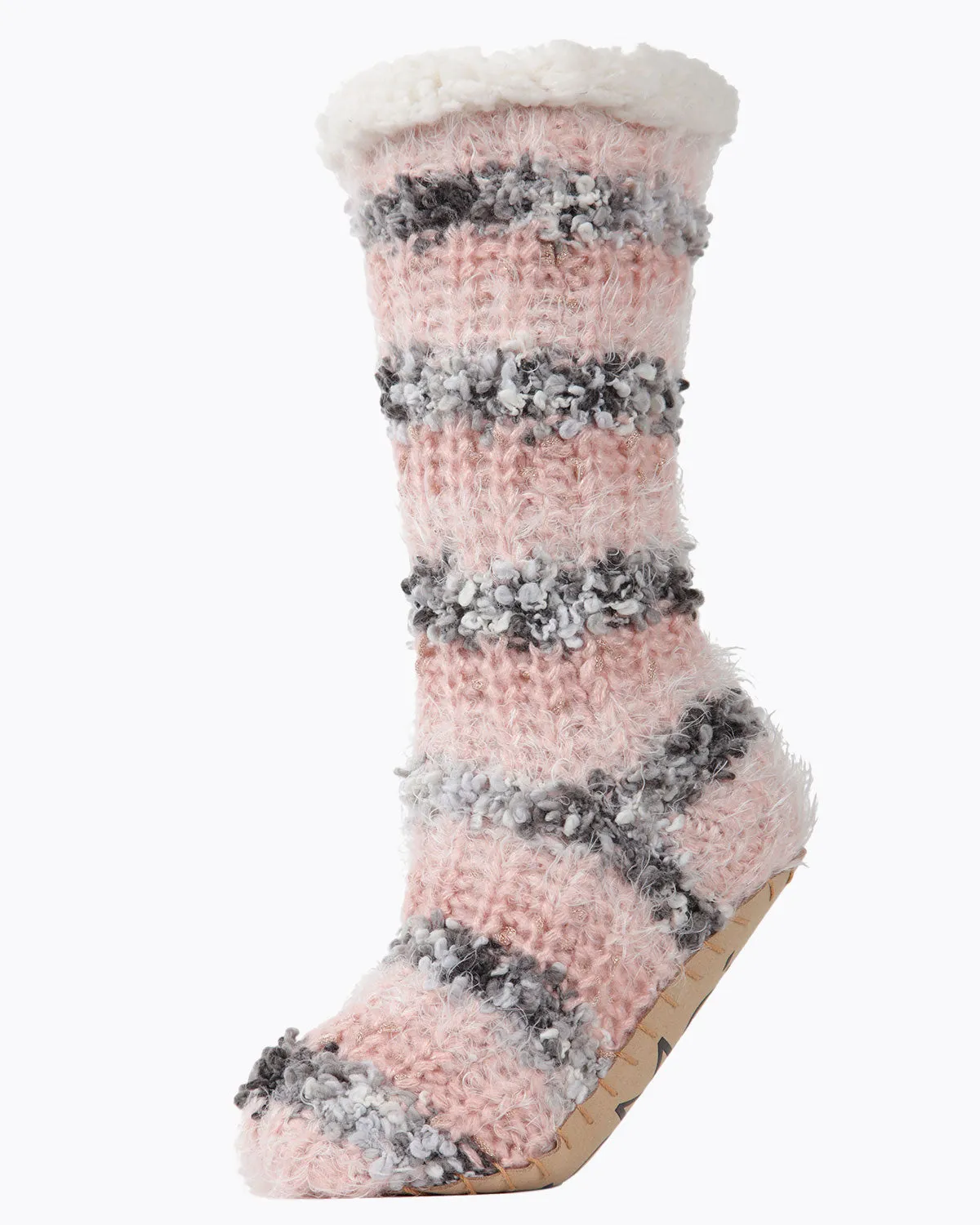 Women's Chunky Striped Knit Plush Lined Slipper Socks sold by MeMoi product image thumbnail 3