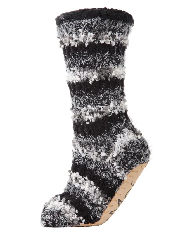 Women's Chunky Striped Knit Plush Lined Slipper Socks sold by MeMoi